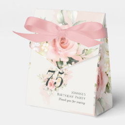 Pink Floral Eucalyptus 75th Birthday Party Grandma Favor Boxes