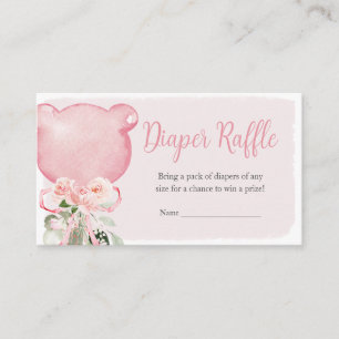 Pink Floral Eucalyptus Balloon Diaper Raffle Enclosure Card