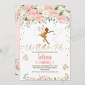 Pink Floral Fairies Butterfly Birthday Invitation (Front/Back)