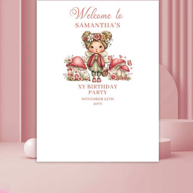 Pink Floral Fairy 4th Birthday Backdrop (Pink Floral Fairy 4th Birthday Backdrop)