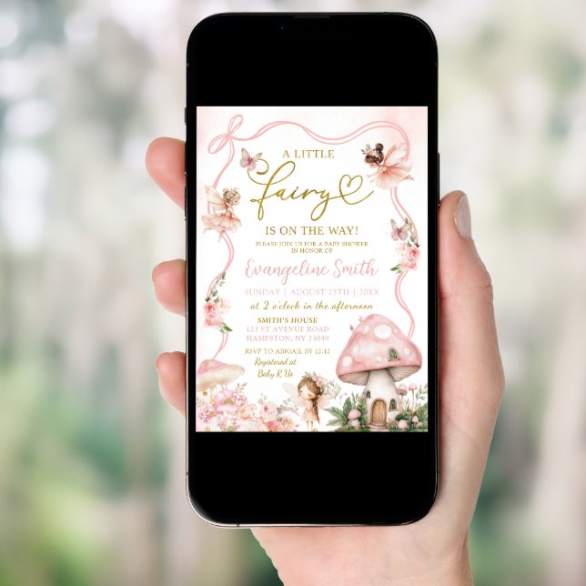 Pink Floral Fairy Baby Shower Invitation (Front Digital)