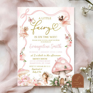 Pink Floral Fairy Baby Shower Invitation