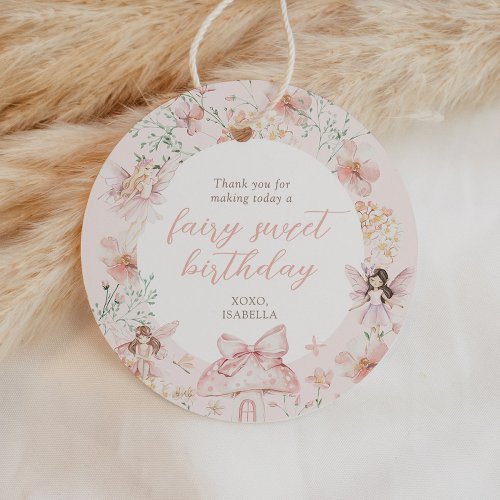 Pink Floral Fairy Birthday Favor Tags