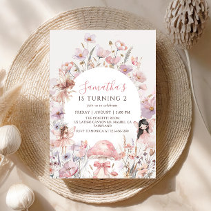 Pink Floral Fairy Birthday Invitation
