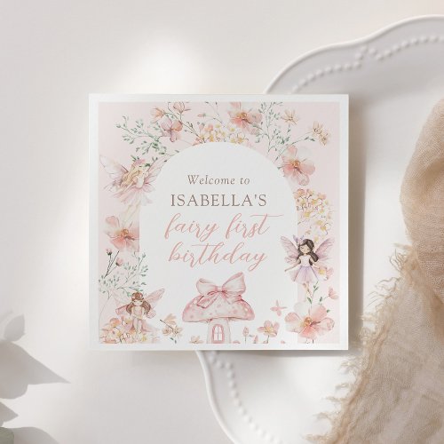 Pink Floral Fairy Birthday Napkins