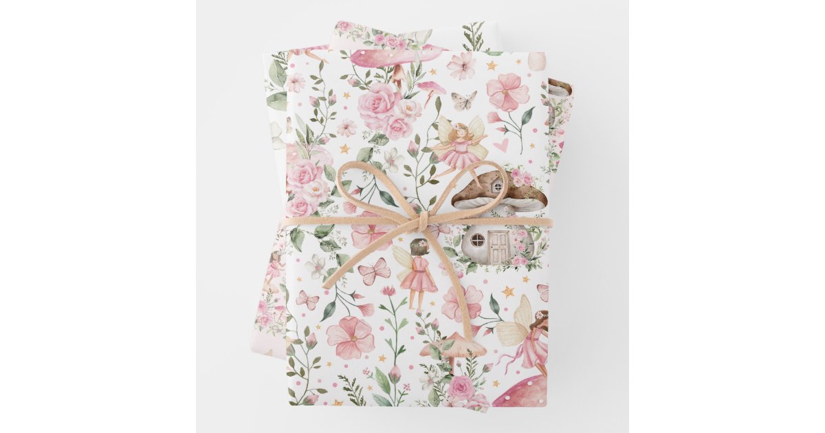 Pink Floral Fairy Enchanted Forest Tea Party Wrapping Paper Sheets Zazzle