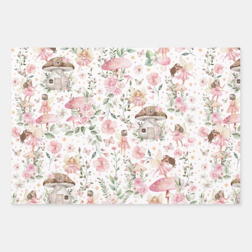 Pink Floral Fairy Enchanted Forest Tea Party Wrapping Paper Sheets Zazzle