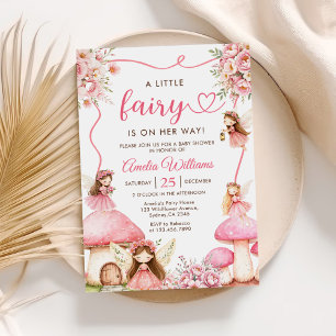 Pink Floral Fairy Girl Baby Shower Invitation