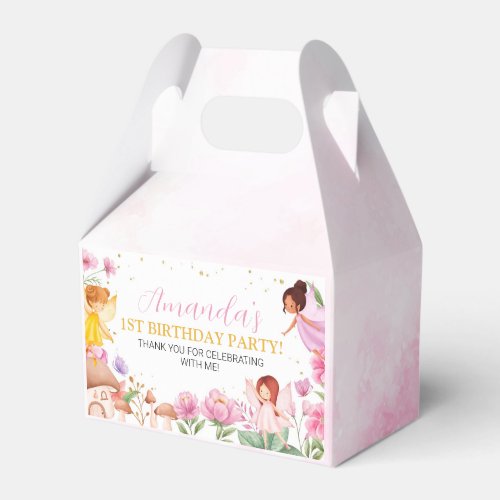 Pink Floral Fairy Girl Birthday Favor Box