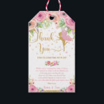 Pink Floral Fairy Gold Baby Shower Thank You Gift Tags<br><div class="desc">(c) The Happy Cat Studio</div>