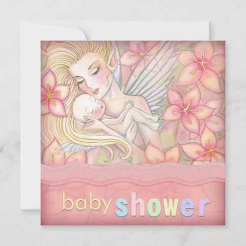 Pink Floral Fairy Mother and Infant Baby Shower Invitation