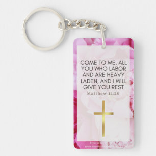 Pink Floral & Faith  Keychain