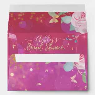Pink Floral Fancy Elegant Romantic Bridal Shower Envelope
