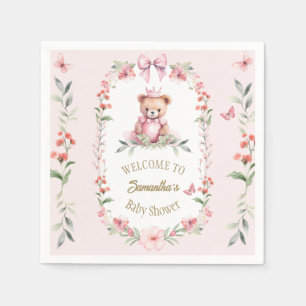 Pink Floral Fantasies & Teddy Bear Hugs Napkins
