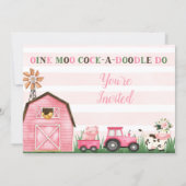 Pink Floral Farm Animals Birthday Invitations (Back)