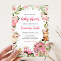 Pink Floral Farm Barnyard Baby Shower