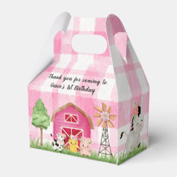 Pink Floral Farm Barnyard Birthday Party Favor Box