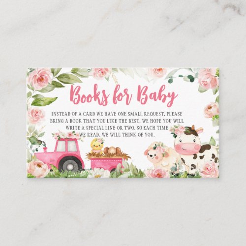 Pink Floral Farm Barnyard Books for Baby Enclosure Card