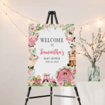 Pink Floral Farm Barnyard Welcome Sign