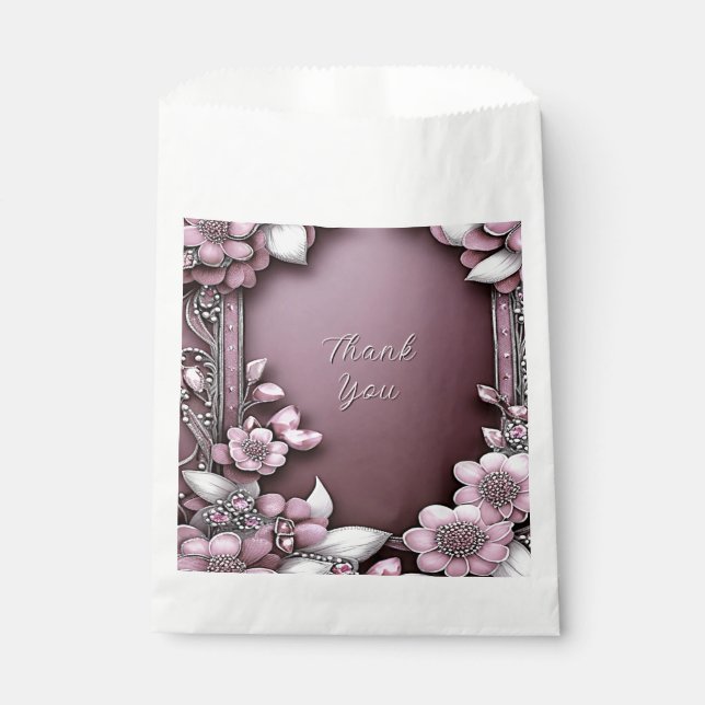 Pink Floral Favor Bag (Front)