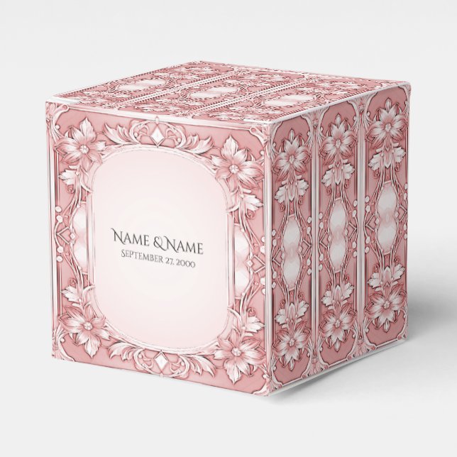 Pink Floral Favor Box (Front Side)