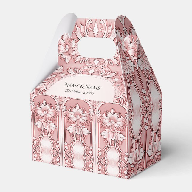Pink Floral Favor Box (Front Side)