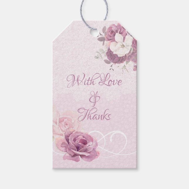 Pink Floral Favor Gift Tag (Front)