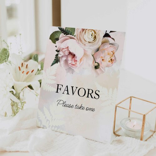 Pink Floral Favors Bridal Shower Sign