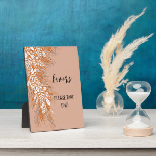 Pink Floral Favors Take One Tabletop Sign Plaque