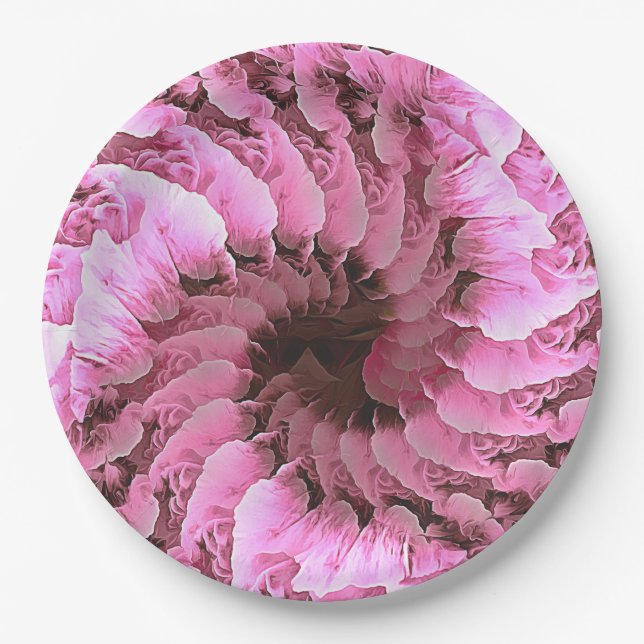 Pink Floral  Fibonacci Twirl Paper Plate (Front)
