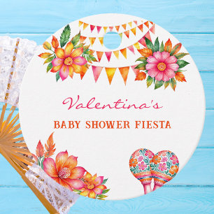 Pink Floral Fiesta Baby Shower Thank You Favor Tags