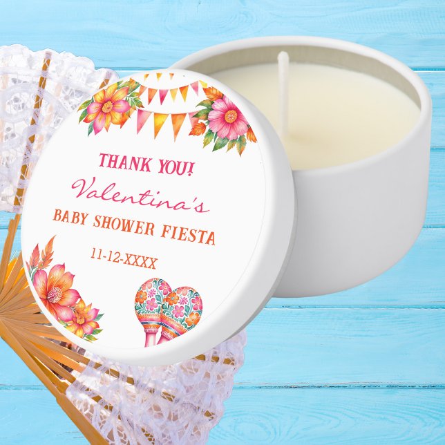 Pink Floral Fiesta Baby Shower Thank You Mini Candle Favors (Creator Uploaded)