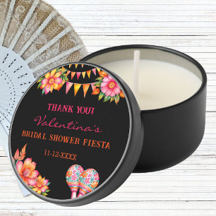Pink Floral Fiesta Bridal Shower Thank You Mini Candle Favors
