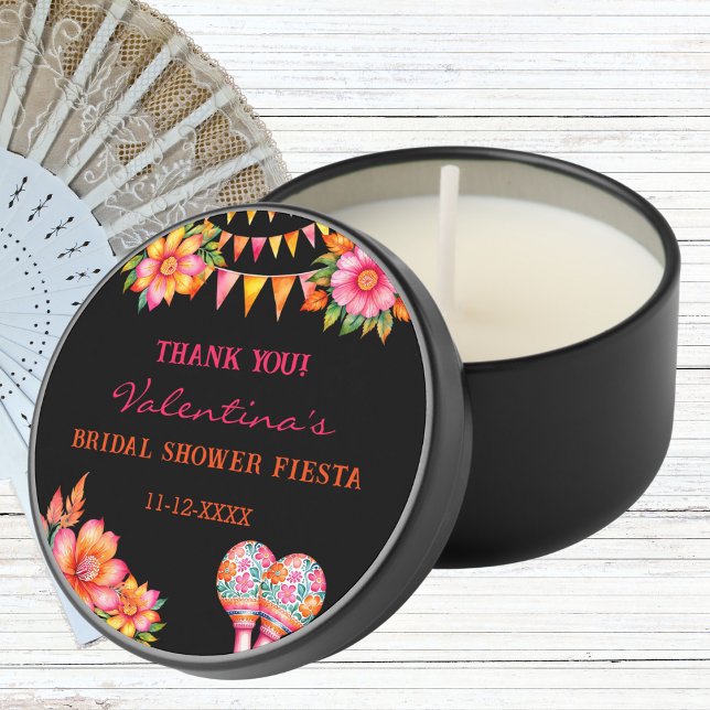 Pink Floral Fiesta Bridal Shower Thank You Mini Candle Favors (Creator Uploaded)