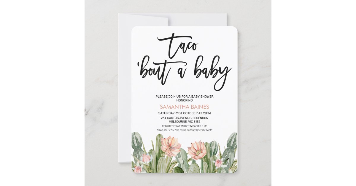 Pink Floral Fiesta Cactus Succulent Baby Shower Invitation Zazzle