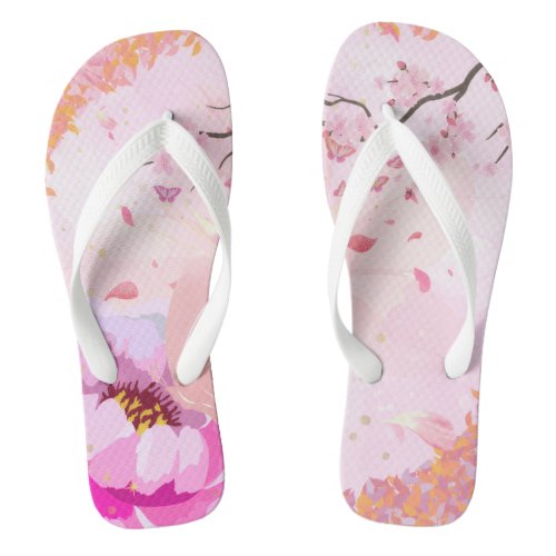 Pink Floral Flip Flops
