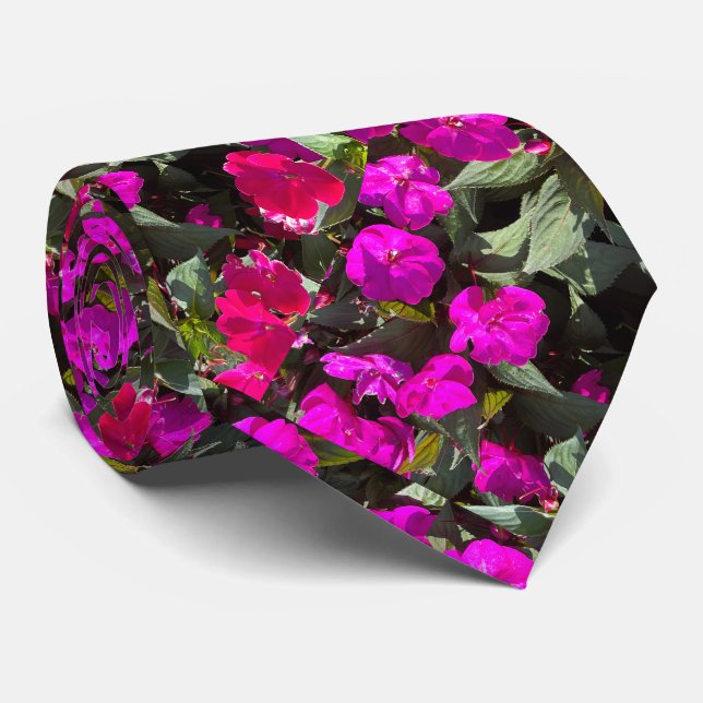 Pink Floral Flower Art Abstract Gift Wedding Favor Neck Tie (Rolled)