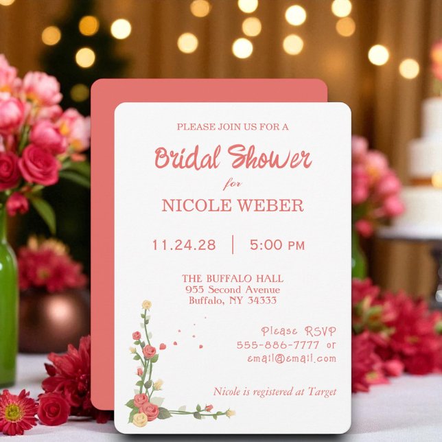 Pink Floral Flower Bridal Shower Invitation (Creator Uploaded)