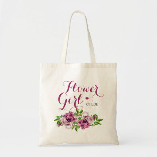 Pink Floral Flower Girl Tote Bag
