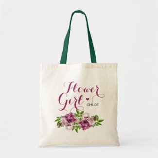 Pink Floral Flower Girl Tote Bag