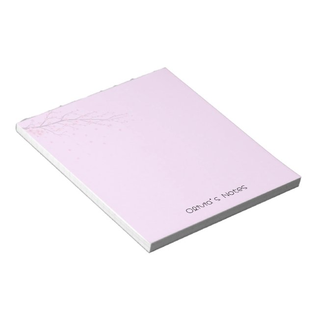 Pink Floral Flower gradient Personalized name Notepad (Angled)