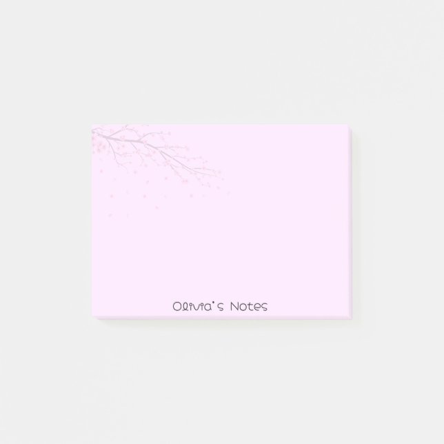 Pink Floral Flower gradient Personalized name Post-it Notes (Front)