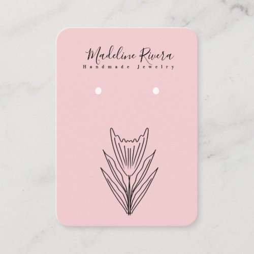 Pink Floral Flower Handmade Earring Display Card