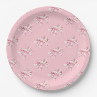 Pink Floral Flower Pattern Paper Plates
