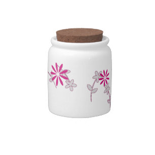 Pink Floral Flowers 4Delia Candy Jar