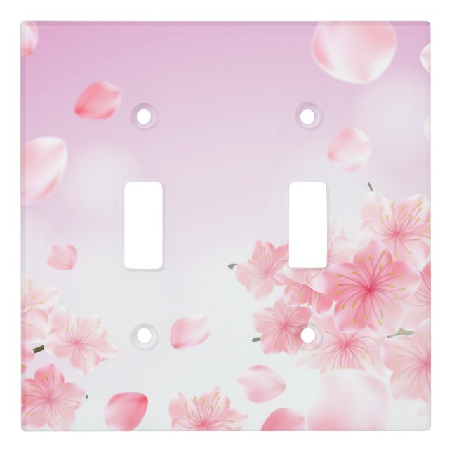 Pink Floral Flowers Bedroom Light Switch Cover (Front)