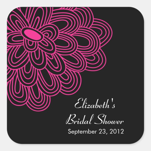 Pink Floral Flowers Bridal Shower Favor Sticker (Front)