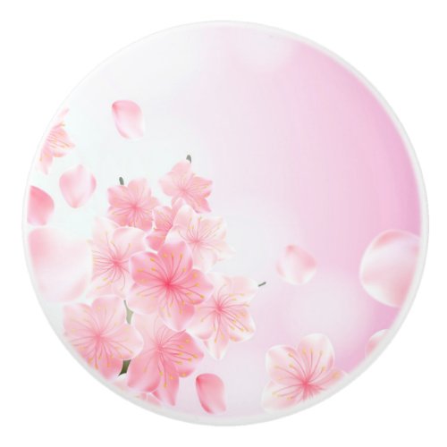 Pink Floral Flowers Feminine Girly Ceramic Knob