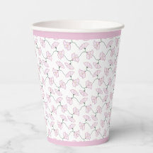 Pink Floral Flowers Paper Cups