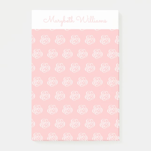 Pink Floral Flowers Personalized Notes (Front)